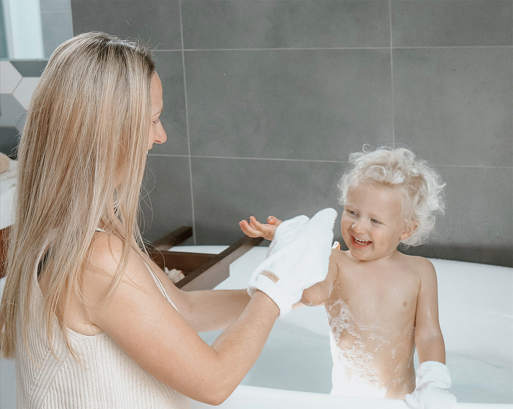 Mama & Me Bamboo Bath Mittens